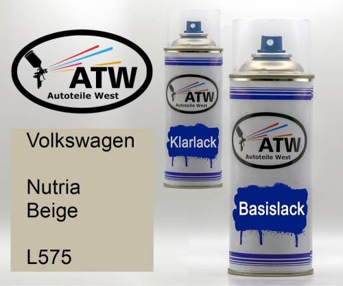 Volkswagen, Nutria Beige, L575: 400ml Sprühdose + 400ml Klarlack - Set, von ATW Autoteile West.